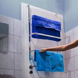 Drążek z haczykami bezinwazyjny Relaxdays srebrny