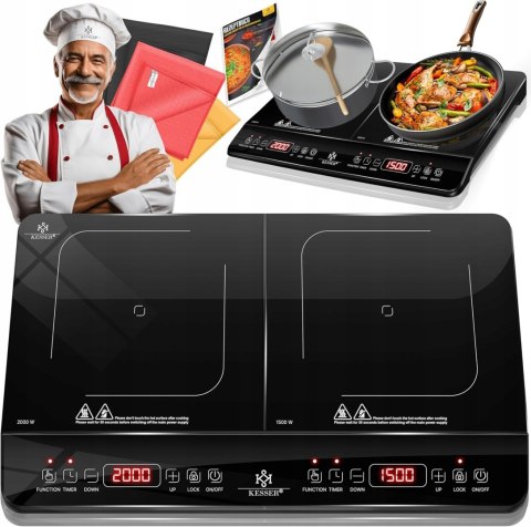 Płyta indukcyjna KESSER 2 pola 3500W Timer Dotykowa + Akcesoria Płyta indukcyjna KESSER 2 pola 3500W Timer Dotykowa + Akcesoria