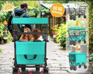 SKŁADANY WÓZEK TRANSPORTOWY RĘCZNY Z DASZKIEM 80KG MOBILNY