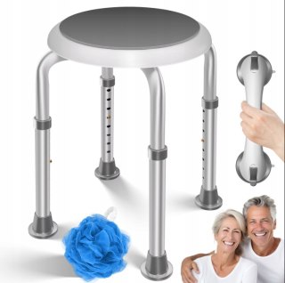 Taboret prysznicowy + uchwyt + myjka Kolor szary