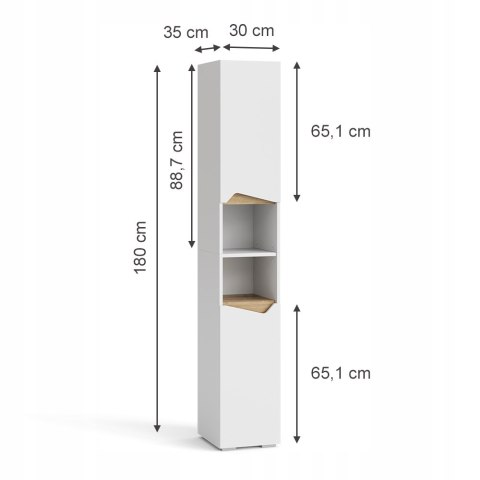 WYSOKA SZAFKA ŁAZIENKOWA MARELLE BIAŁY DĄB 180 CM