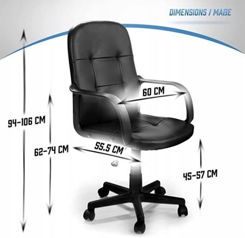 FOTEL BIUROWY OBROTOWY ERGONOMICZNY Z PODŁOKIETNIKAMI CZARNY