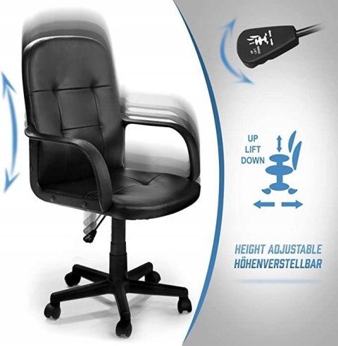 FOTEL BIUROWY OBROTOWY ERGONOMICZNY Z PODŁOKIETNIKAMI CZARNY