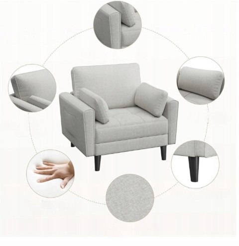 FOTEL TRADYCYJNY LNIANA MAŁA SOFA KANAPA Z 2 PODUSZKAMI I PODŁOKIETNIKAMI FOTEL TRADYCYJNY LNIANA MAŁA SOFA KANAPA Z 2 PODUSZKAMI I PODŁOKIETNIKAMI