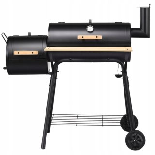 GRILL WĘGLOWY DWUKOMOROWY OGRODOWY Z TERMOMETREM KÓŁKAMI