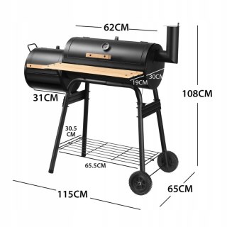 GRILL WĘGLOWY DWUKOMOROWY OGRODOWY Z TERMOMETREM KÓŁKAMI