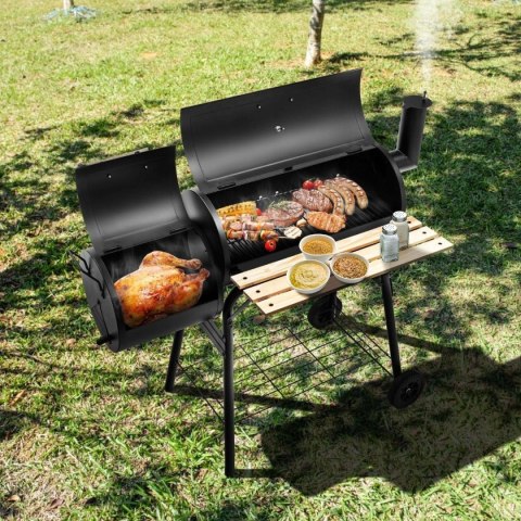 GRILL WĘGLOWY DWUKOMOROWY OGRODOWY Z TERMOMETREM KÓŁKAMI GRILL WĘGLOWY DWUKOMOROWY OGRODOWY Z TERMOMETREM KÓŁKAMI