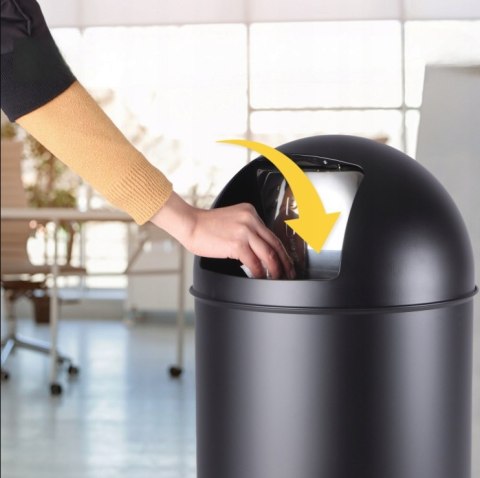 Jago Kosz z pokrywą push, 50 l, stal nierdzewna, czarny