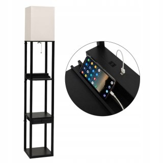 LAMPA PODŁOGOWA Z PÓŁKĄ USB SZUFLADĄ DO SALONU SYPIALNI BIURA