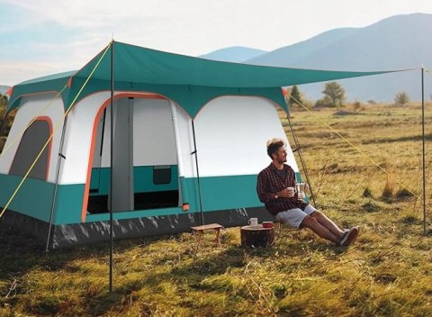 NAMIOT RODZINNY DWUKOMOROWY Z PRZEDSIONKIEM CAMPING NAMIOT RODZINNY DWUKOMOROWY Z PRZEDSIONKIEM CAMPING
