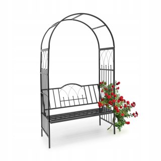 PERGOLA OGRODOWA Z ŁAWKĄ METALOWA PODPORA DLA ROŚLIN PNĄCYCH
