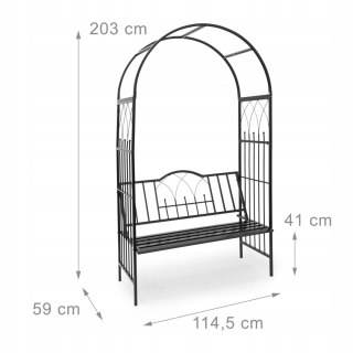 PERGOLA OGRODOWA Z ŁAWKĄ METALOWA PODPORA DLA ROŚLIN PNĄCYCH