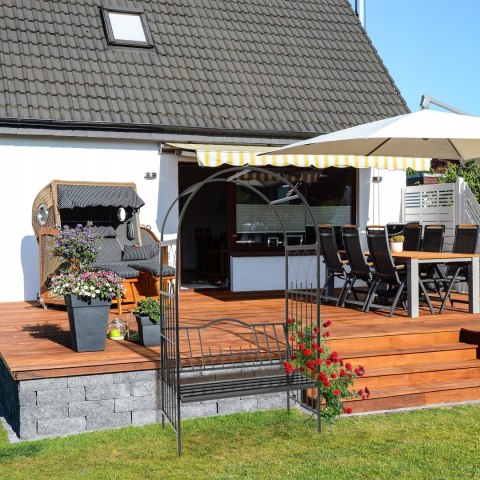 PERGOLA OGRODOWA Z ŁAWKĄ METALOWA PODPORA DLA ROŚLIN PNĄCYCH