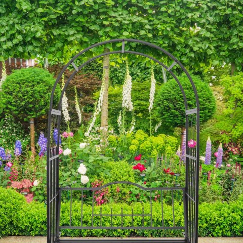 PERGOLA OGRODOWA Z ŁAWKĄ METALOWA PODPORA DLA ROŚLIN PNĄCYCH