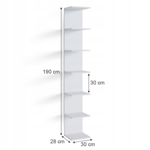 Regał OK-LIVING VICCO 30 cm x 190 cm x 28 cm biały Regał OK-LIVING VICCO 30 cm x 190 cm x 28 cm biały