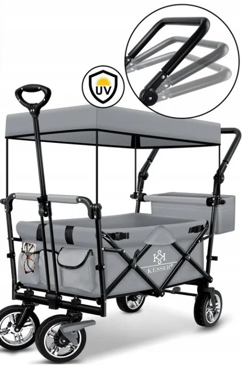 SKŁADANY WÓZEK TURYSTYCZNY Z DACHEM TRANSPORTOWY 80KG SZARY SKŁADANY WÓZEK TURYSTYCZNY Z DACHEM TRANSPORTOWY 80KG SZARY