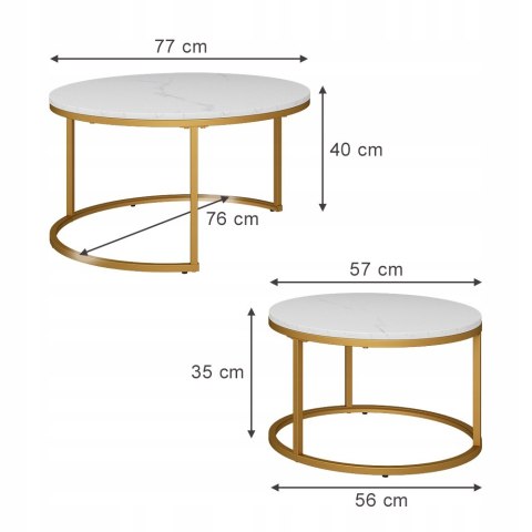STOLIK KAWOWY OKRĄGŁY ZESTAW 2W1 DO SALONU NOWOCZESNY DESIGN