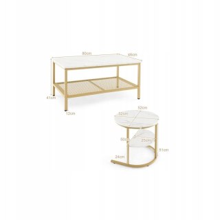 Stolik kawowy Costway 80 x 46 x 41cm biały