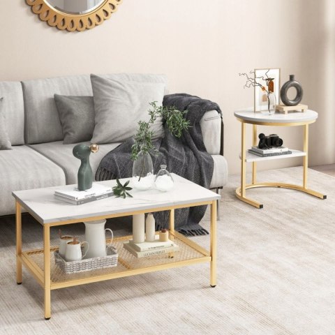 Stolik kawowy Costway 80 x 46 x 41cm biały Stolik kawowy Costway 80 x 46 x 41cm biały