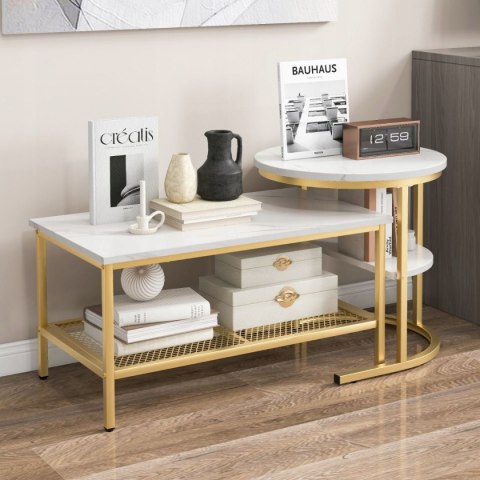 Stolik kawowy Costway 80 x 46 x 41cm biały Stolik kawowy Costway 80 x 46 x 41cm biały