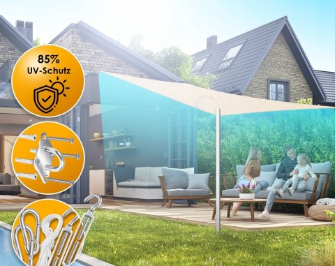 ŻAGIEL PRZECIWSŁONECZNY 3X4 M KREMOWY OGRÓD TARAS OCHRONA UV ŻAGIEL PRZECIWSŁONECZNY 3X4 M KREMOWY OGRÓD TARAS OCHRONA UV