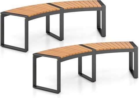ZESTAW 2 ŁAWEK OGRODOWYCH ZAKRZYWIONYCH DREWNO METAL 2-OSOBOWE ZESTAW 2 ŁAWEK OGRODOWYCH ZAKRZYWIONYCH DREWNO METAL 2-OSOBOWE