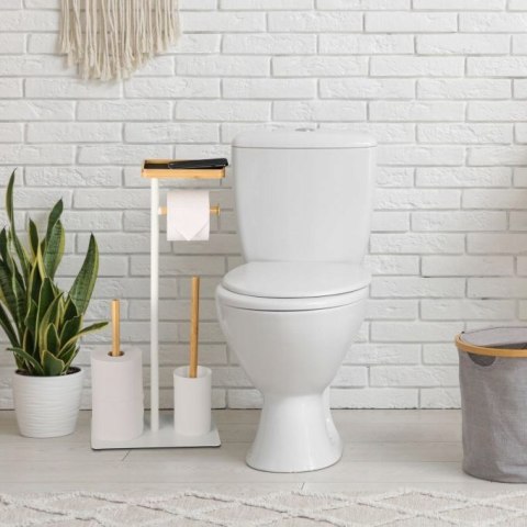 ZESTAW WC STOJĄCY SZCZOTKA UCHWYT PAPIERU PÓŁKA BAMBUS
