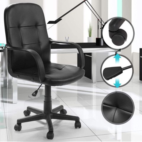 FOTEL BIUROWY OBROTOWY ERGONOMICZNY Z PODŁOKIETNIKAMI CZARNY