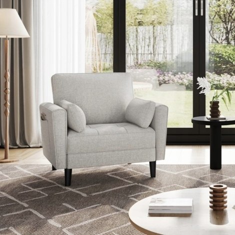 FOTEL TRADYCYJNY LNIANA MAŁA SOFA KANAPA Z 2 PODUSZKAMI I PODŁOKIETNIKAMI