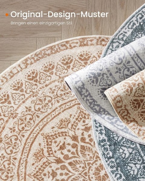 OKRĄGŁY DYWAN BOHO 120CM ANTYPOŚLIZGOWY PUSZYSTY DO SALONU SYPIALNI