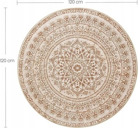 OKRĄGŁY DYWAN BOHO 120CM ANTYPOŚLIZGOWY PUSZYSTY DO SALONU SYPIALNI