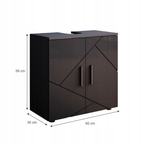 SZAFKA POD UMYWALKĘ ŁAZIENKOWA IRMA ANTRACYT POŁYSK 60 CM