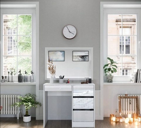 TOALETKA KOSMETYCZNA BIAŁA 90CM 4 PÓŁKI USZKODZONY ELEMENT