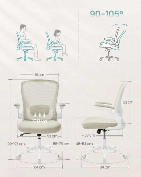 KRZESŁO BIUROWE ERGONOMICZNE Z FUNKCJĄ BUJANIA I PODŁOKIETNIKAMI