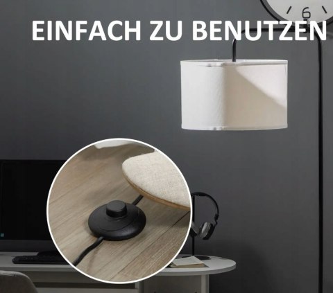 LAMPA STOJĄCA PODŁOGOWA NOWOCZESNA Z ABAŻUREM PRZEŁĄCZNIK NOŻNY