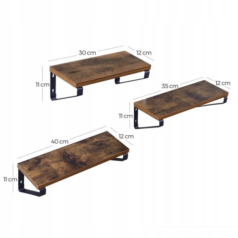 Półka płyta wiórowa Vasagle 40 x 12 cm odcienie brązu
