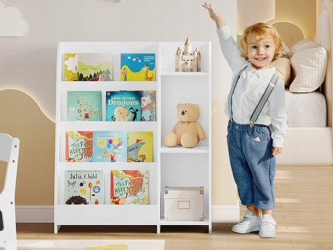 Regał Montessori dziecięcy 4 półki + 3 schowki biały 90 cm