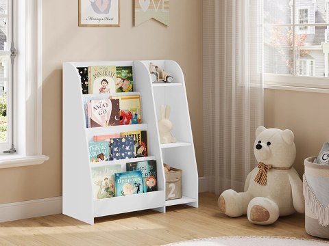 Regał Montessori dziecięcy 4 półki + 3 schowki biały 90 cm