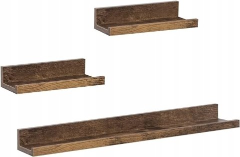 Regał ścienny 3-częściowy WOLTU Vintage brązowy MDF półki