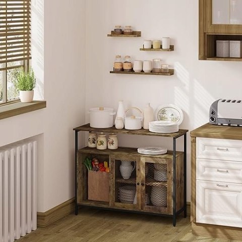 Regał ścienny 3-częściowy WOLTU Vintage brązowy MDF półki