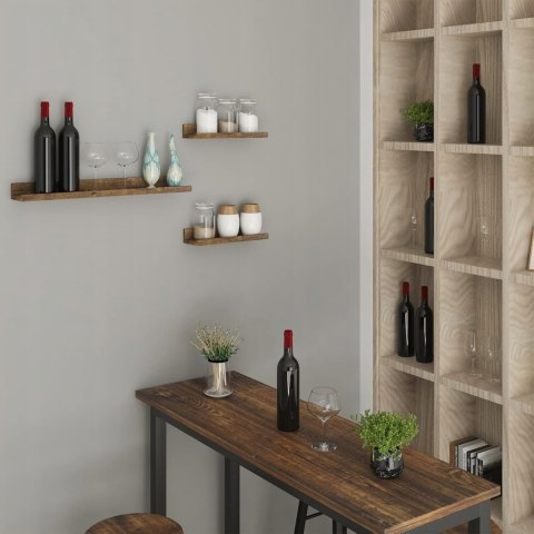 Regał ścienny 3-częściowy WOLTU Vintage brązowy MDF półki