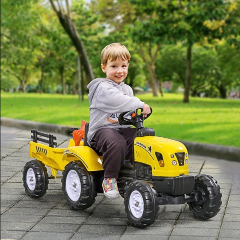 TRAKTOR NA PEDAŁY Z PRZYCZEPĄ DLA DZIECI POJAZD BUDOWLANY