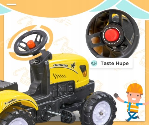 TRAKTOR NA PEDAŁY Z PRZYCZEPĄ DLA DZIECI POJAZD BUDOWLANY