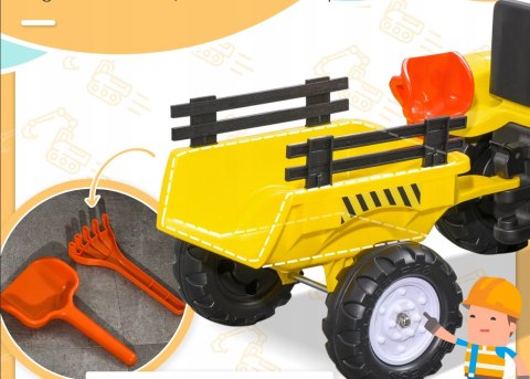 TRAKTOR NA PEDAŁY Z PRZYCZEPĄ DLA DZIECI POJAZD BUDOWLANY
