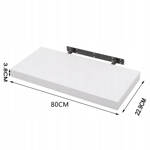 WOLTU Regał ścienny MDF biały 80x22,9 cm na książki CD DVD