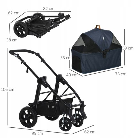 WÓZEK DLA PSA 2W1 TORBA TRANSPORTOWA SKŁADANY DLA MAŁYCH PSÓW